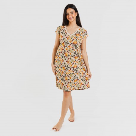 Vestido corto manga fluida crepe Cilian