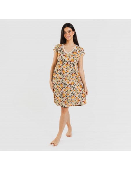 Vestido corto manga fluida crepe Cilian Vestido corto manga fluida crepe Cilian