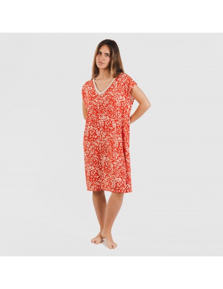 Vestido corto manga fluida soft Miquela teja Vestido corto manga fluida soft Miquela teja