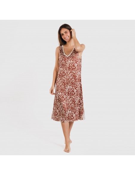 Vestido midi tirantes soft Miquela marrón Vestido midi tirantes soft Miquela marrón