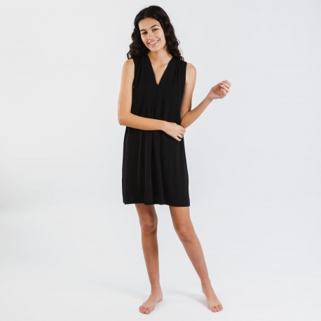 Vestido corto crepe liso