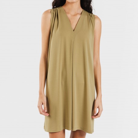 Vestido corto crepe liso