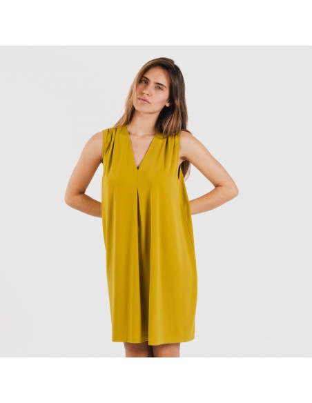 Vestido corto crepe liso Vestido corto crepe liso