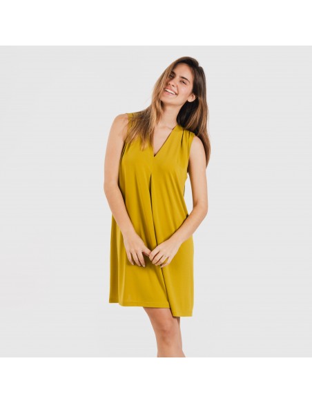 Vestido corto crepe liso Vestido corto crepe liso