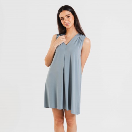 Vestido corto crepe liso