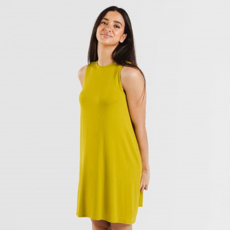 Vestido corto tirantes viscosa liso