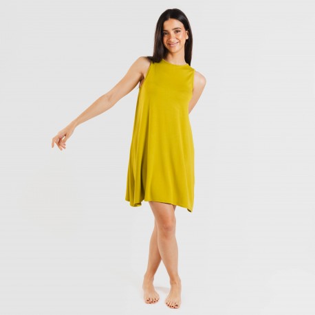 Vestido corto tirantes viscosa liso