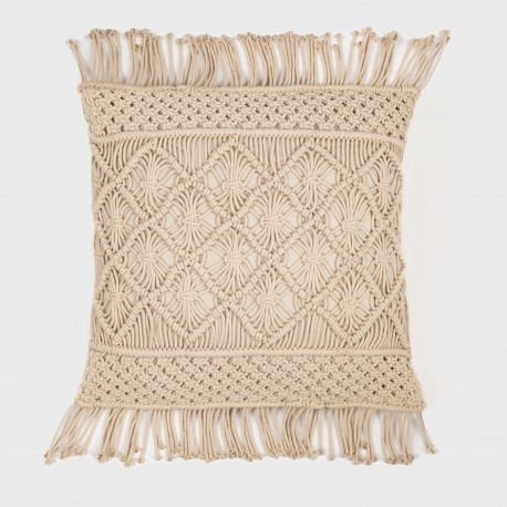 Cojin cuadrante algodón macramé Valiartis natural 45x45 - funda + relleno cojines-cuadrados-estampados