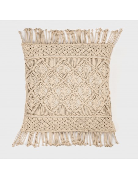 Cojin cuadrante algodón macramé Valiartis natural 45x45 - funda + relleno