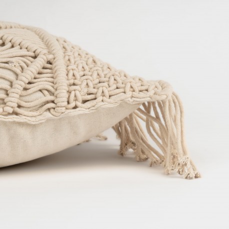 Cojin cuadrante algodón macramé Valiartis natural 45x45 - funda + relleno