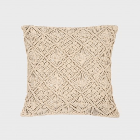 Cojin cuadrante algodón macramé Nador natural 45x45 - funda + relleno cojines-cuadrados-estampados