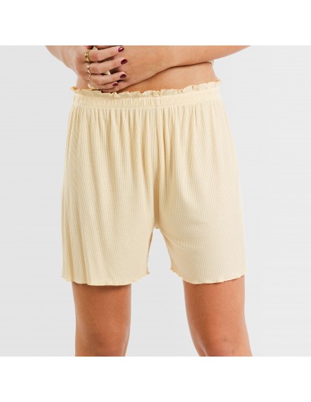 Pijama corto de manga corta mujer canale viscosa liso Pijama corto de manga corta mujer canale viscosa liso