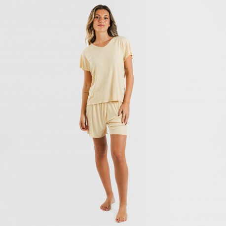 Pijama corto de manga corta mujer canale viscosa liso