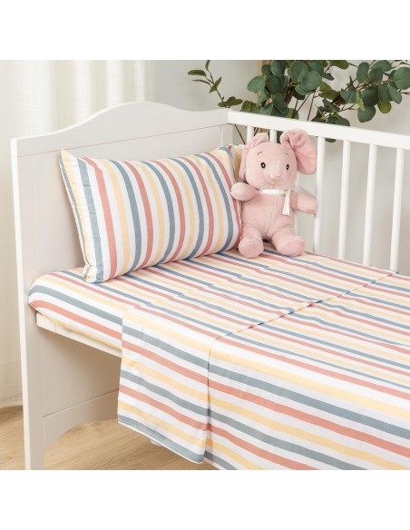 Juego de sábanas algodón Raya Laia cuna Juego de sábanas algodón Raya Laia cuna