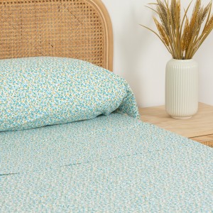 Juego de sábanas algodón percal Uriva verde tiffany