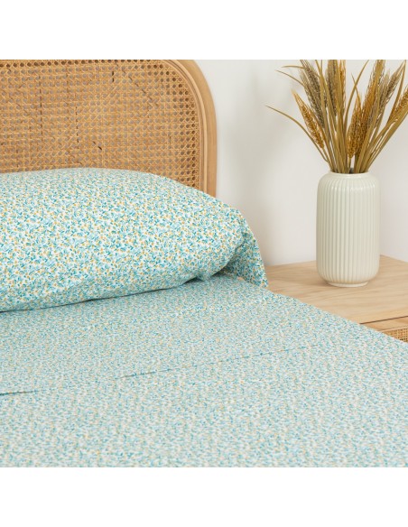 Juego de sábanas algodón percal Uriva verde tiffany Juego de sábanas algodón percal Uriva verde tiffany