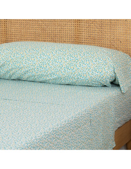 Juego de sábanas algodón percal Uriva verde tiffany Juego de sábanas algodón percal Uriva verde tiffany