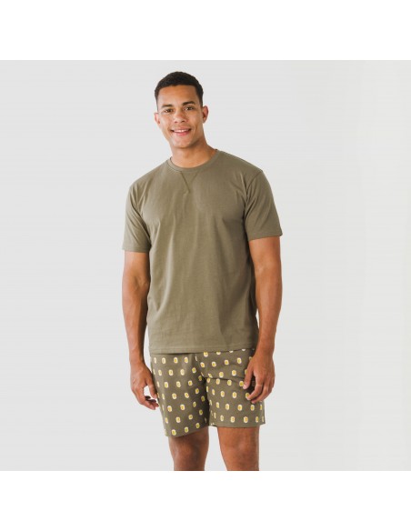 Pijama corto algodón hombre Taleb verde Pijama corto algodón hombre Taleb verde