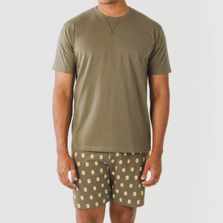 Pijama corto algodón hombre Taleb verde