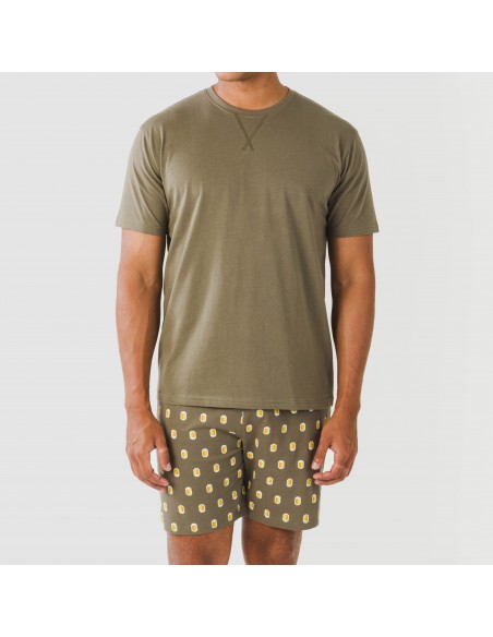 Pijama corto algodón hombre Taleb verde Pijama corto algodón hombre Taleb verde