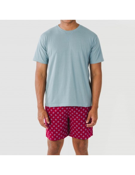 Pijama corto algodón hombre Benetto azul