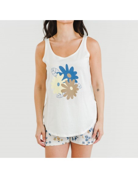 Pijama corto algodón Arauz indigo Pijama corto algodón Arauz indigo