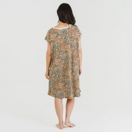 Vestido corto manga fluida crepe Estels