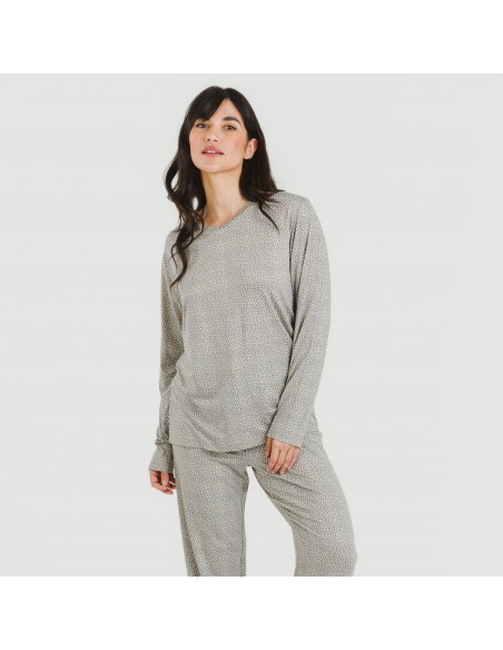 Pijama largo mujer soft Lolenda gris marengo Pijama largo mujer soft Lolenda gris marengo