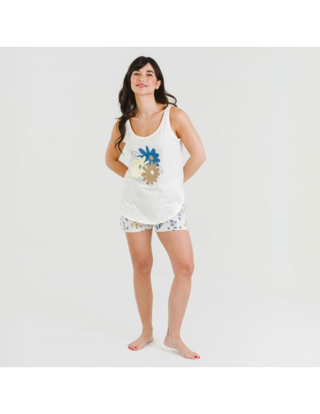 Pijama corto algodón Arauz indigo Pijama corto algodón Arauz indigo