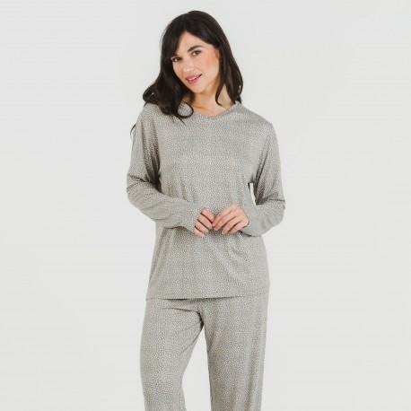Pijama largo mujer soft Lolenda gris marengo