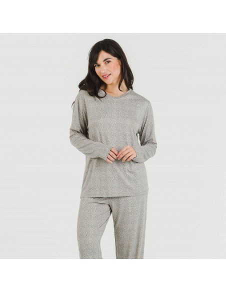 Pijama largo mujer soft Lolenda gris marengo Pijama largo mujer soft Lolenda gris marengo