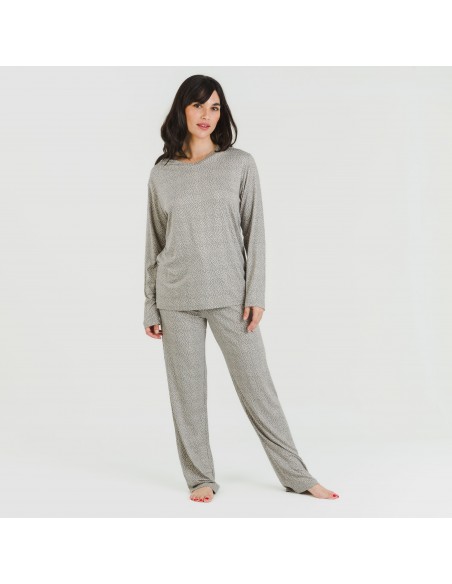 Pijama largo mujer soft Lolenda gris marengo Pijama largo mujer soft Lolenda gris marengo