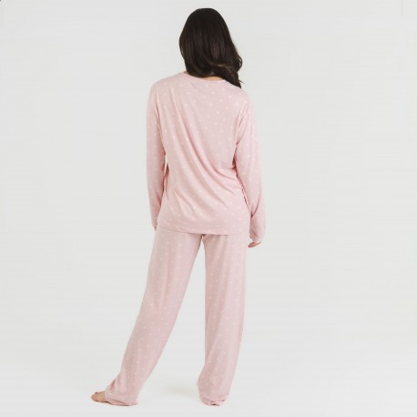 Pijama largo mujer soft Embera rosa palo