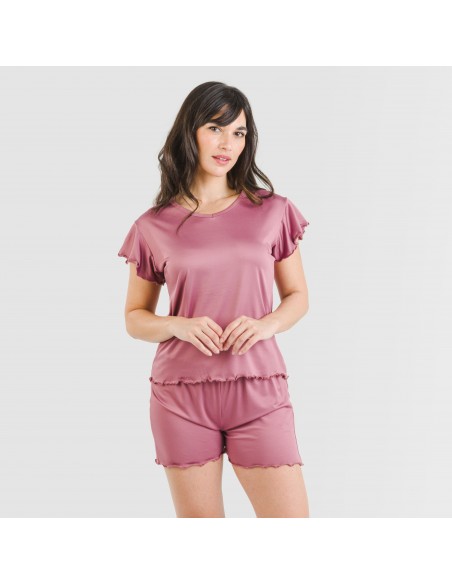 Pijama manga corta mujer soft liso Pijama manga corta mujer soft liso