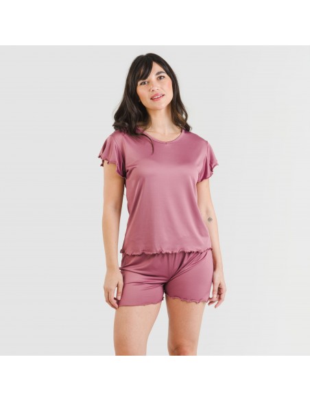 Pijama manga corta mujer soft liso Pijama manga corta mujer soft liso
