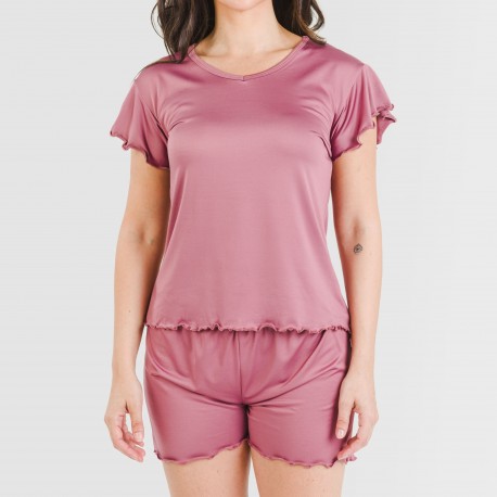 Pijama manga corta mujer soft liso