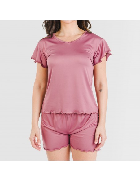 Pijama manga corta mujer soft liso Pijama manga corta mujer soft liso