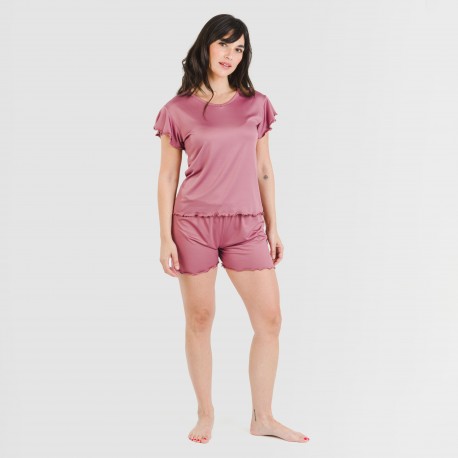 Pijama manga corta mujer soft liso