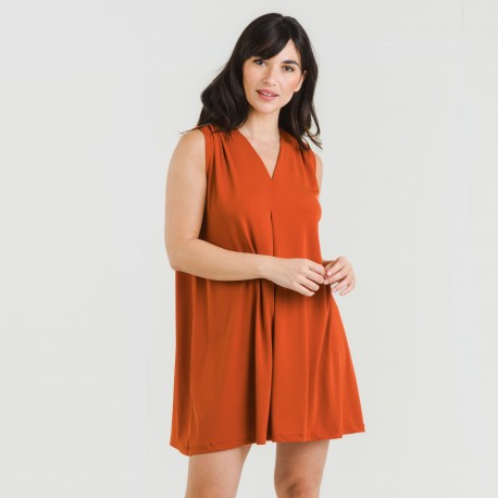 Vestido corto crepe liso