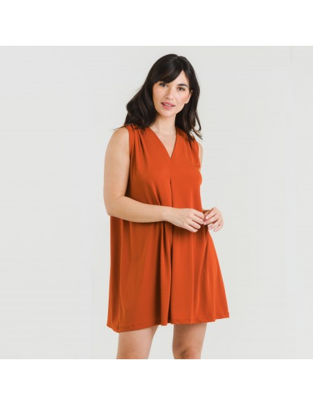 Vestido corto crepe liso Vestido corto crepe liso