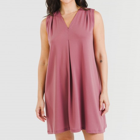 Vestido corto crepe liso