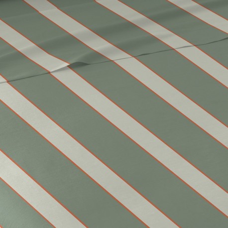 Juego de sábanas algodón Raya Marita verde cacería