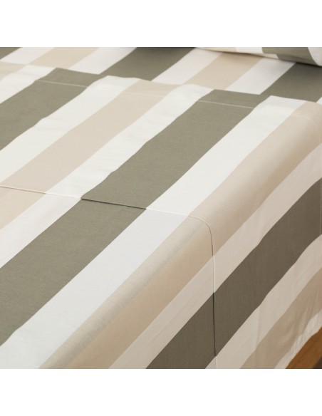 Juego de sábanas algodón Raya Calcuta verde seco