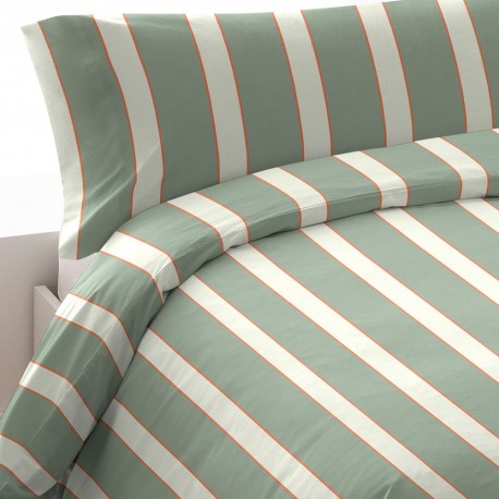 Funda nórdica algodón Raya Marita verde cacería