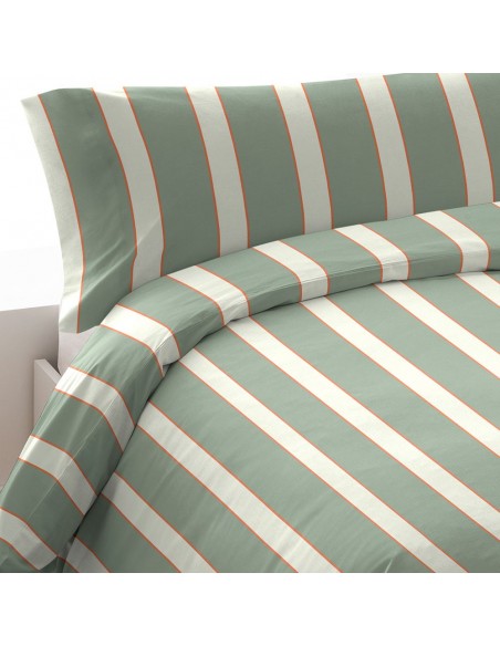 Funda nórdica algodón Raya Marita verde cacería