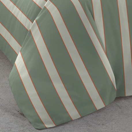 Funda nórdica algodón Raya Marita verde cacería