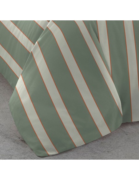 Funda nórdica algodón Raya Marita verde cacería