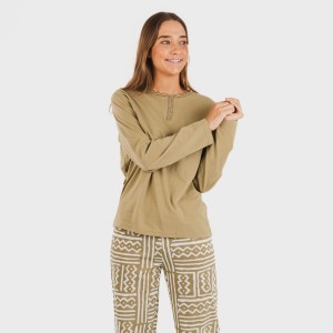 Pijama largo algodón Vinuesa arena
