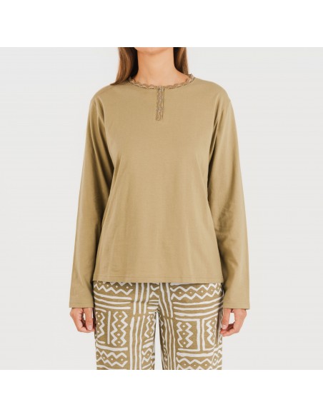 Pijama largo algodón Vinuesa arena Pijama largo algodón Vinuesa arena