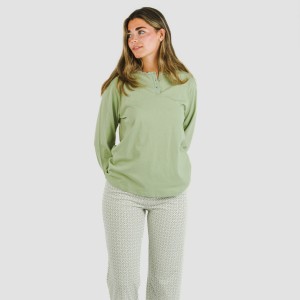 Pijama largo algodón Michelle verde caceria